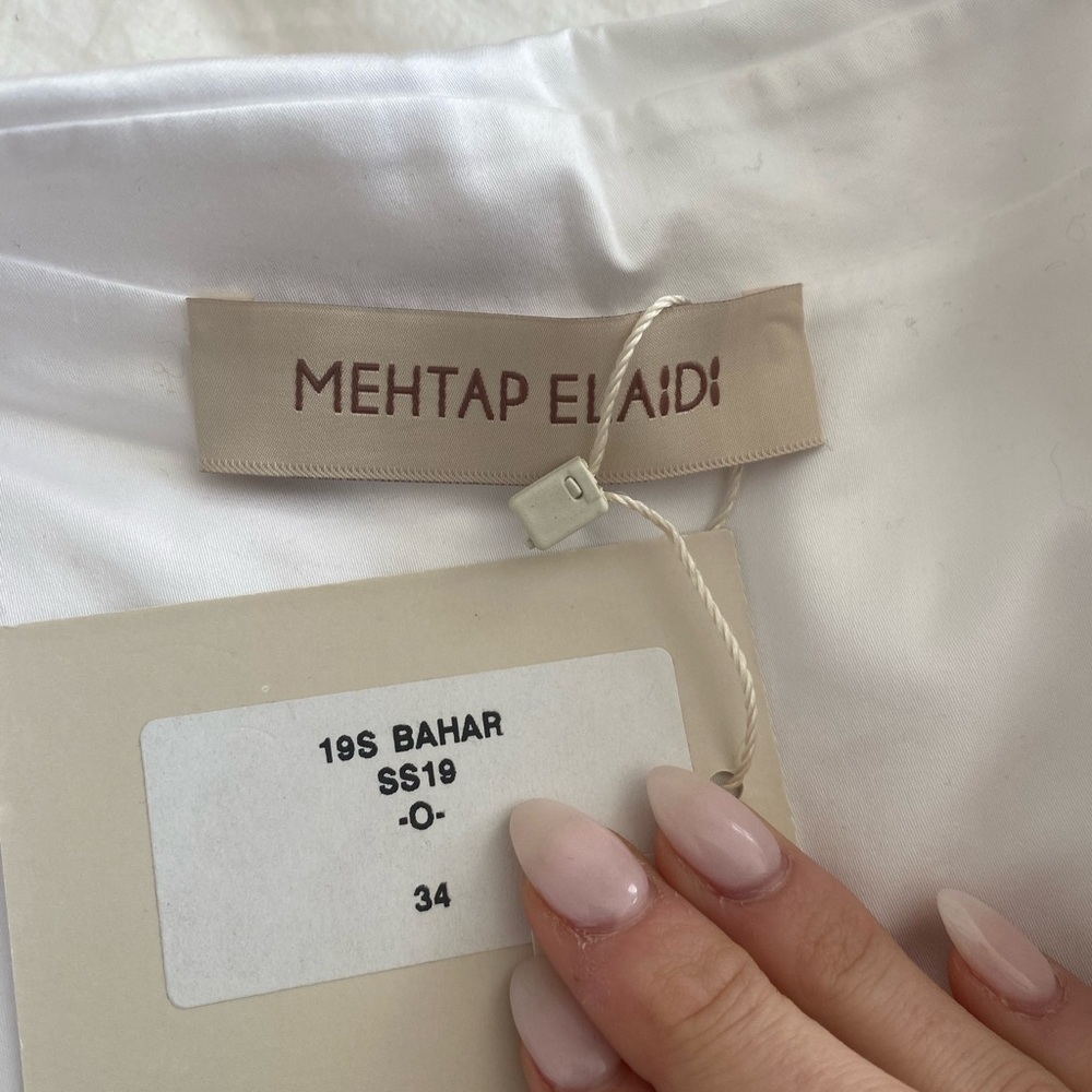 Nwt- Mehtap Elaidi White Collared Asymmetrical Shirt Dress — image 5 of 8